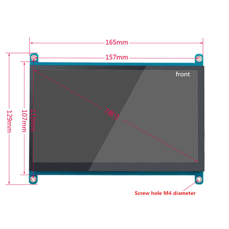 קיבולי מגע צג 7 אינץ IPS פנל Lcd מגע מסך תצוגה עבור פטל Pi 3/4 דגם B