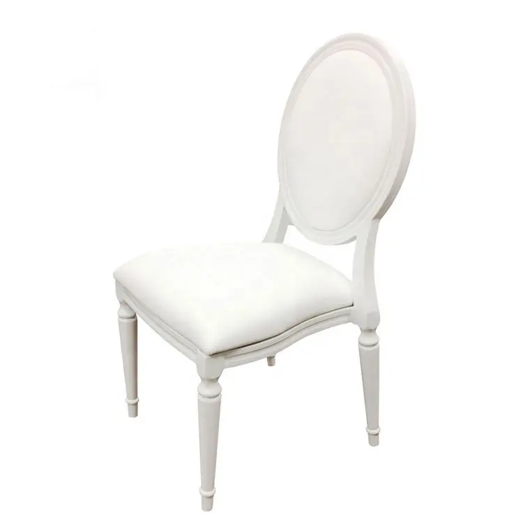 Hotsale white leather round back french louis xiv dining chair for wedding