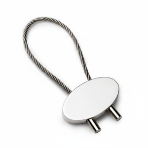 Portachiavi ovale in metallo con cavo in acciaio inossidabile, design per uso quotidiano - Product Image 2