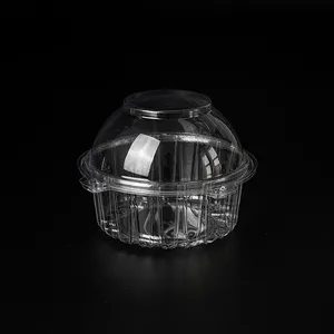 OEM透明塑料铰链取出容器一次性宠物翻盖食品蛋糕盒水果沙拉透明容器
