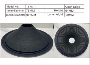 15 "Pro âm thanh vải cạnh bao quanh bột giấy màu đen nón giấy ép hoặc không ép Loa nón giấy - Product Image 4