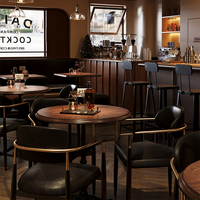 Table de café rétro moderne chaises Table basse en bois et fer pour dîner Dessert boulangerie affichage meubles de restaurant pour cafés