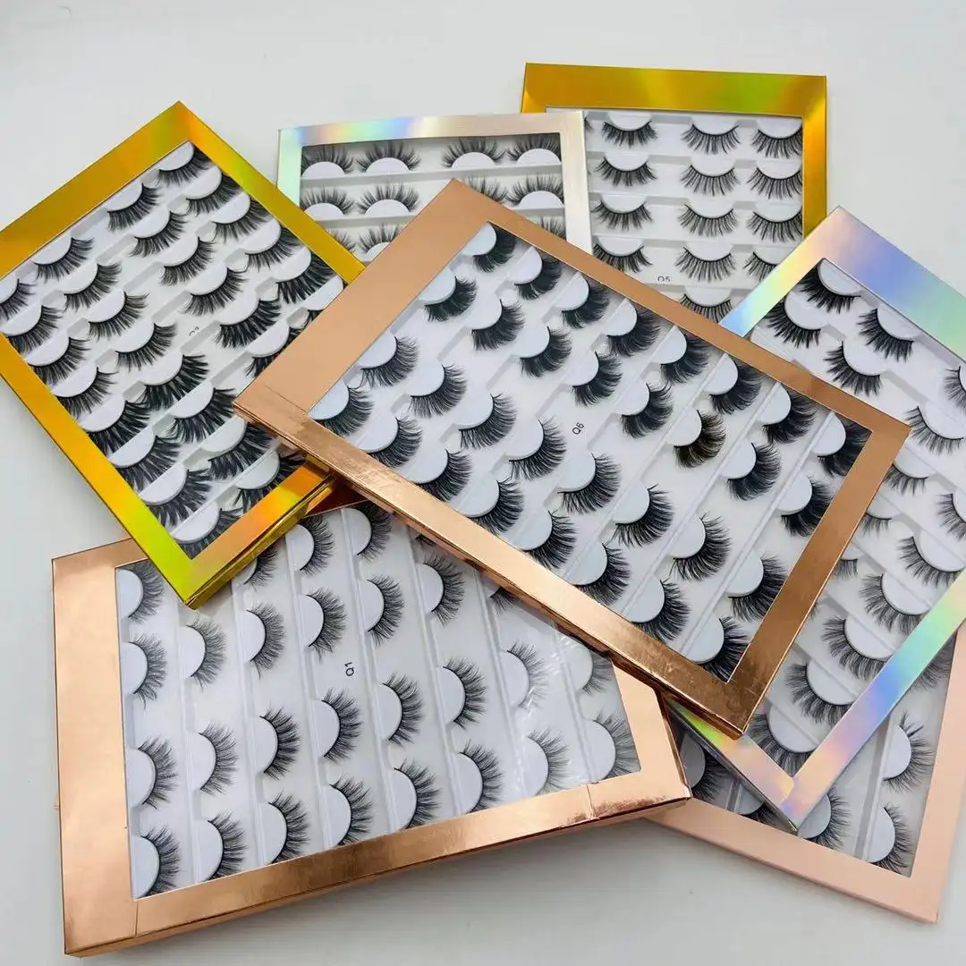 2020 Qingdao Hongjun ¡16 pares de pestañas libro 3D Natural de visón pestañas proveedor personalizado Lash conjuntos embalaje de la caja de