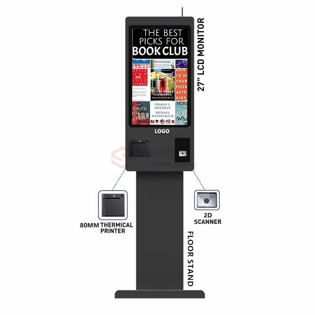 27 Inch Touch Screen Order Payment Terminal Ticket Printing Machine Manufacturer Self Pay Kiosk With Printer Scanner and Camera