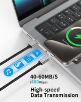 Cable de Datos Magnético E-MARK PD100W de 1.5M, 5A QC4.0, Cable de Carga Rápida USB Tipo C para iPad, Laptop, Teléfono 17 Pro Max, Samsung, Huawei