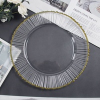 Assiettes de présentation en verre transparent pour événements festifs, décoration écologique, assiettes de mariage, couleur de bord doré, rose doré, noir, émail