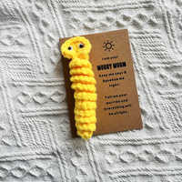 2025 nouveau fait à la main créatif confortable mignon émotion soutien Crochet inquiétude ver avec carte pour cadeau plein de vibrations positives