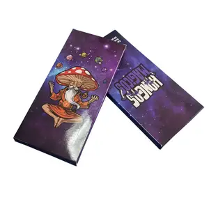 Luxo personalizado impresso papel mágico cogumelo chocolate bar embalagem caixa