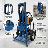 Foreuse hydraulique électrique portable sur roues pour puits d'eau, 4 kW, petite machine de forage de puits, profondeur de forage maximale 50 m