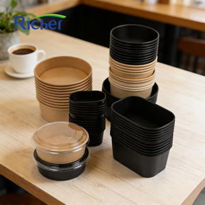 Bol en papier kraft jetable le plus vendu avec couvercle en papier ou en PET, logo personnalisé pour salade, soupe, nouilles, riz, à emporter - Product Image 4