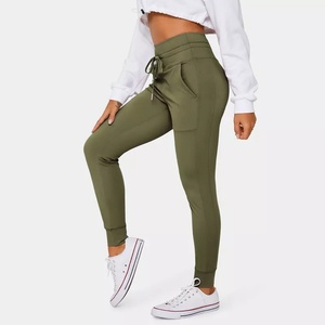 Jogging pour femmes de haute qualité avec logo personnalisé, nouveau style, entraînement, cordon de serrage, poche latérale, jogging uni de longueur totale pour femmes, pantalon - Product Image 1