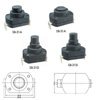 Mini interrupteur marche/arrêt à verrouillage automatique Micro interrupteur à bouton-poussoir 6A AC 250V pour type de lampe de poche SMD
