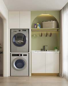 Mueble Moderno de Madera Maciza para Lavadero con Lavadora y Diseño Elegante - Product Image 2