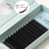 Pestañas elipse planas 0,25 Extensión de pestañas de volumen ruso Puntas dobles Pestañas planas elipse Pestañas planas Promades de seda Extensiones de pestañas planas