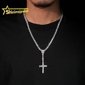 Cổ phiếu sẵn sàng chéo Mặt dây chuyền moissanite Tennis Vòng Cổ Vòng đeo tay 5mm quần vợt chuỗi moissanite 925 Bạc Baguette hình bầu dục cắt - Product Image 4