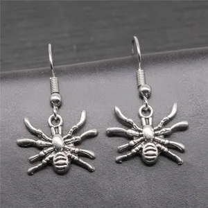 WYSIWYG Großhandels preis Modische Vintage Antike Versilberte Zink legierung Spider Dangle Ohrringe für Frauen E-ABD-C10732