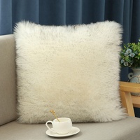 Coussin de lit en fausse fourrure de mouton, luxueux et chaud, en laine, avec tissage plat, pour canapé