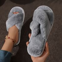Nouvelles pantoufles douces et moelleuses pour femme, modèle KJ 2026, à bout ouvert, croisées, pour la maison et l'hiver
