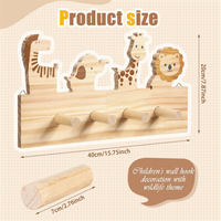Décoration Murale en Bois Animaux de la Jungle pour Enfants – Patère Murale en Bois pour Vêtements de Bébé, Idéale pour Chambre d'Enfant, Salle de Jeux, Chambre à Coucher