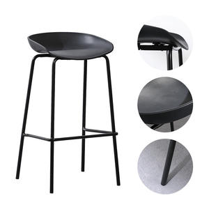 Modern Bar <b>Stool</b> Black Metal Frame Stable High <b>Seat</b> For Dining Room - Product Image 4
