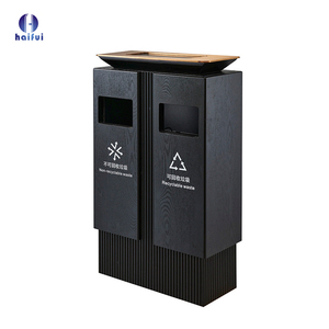 Sang Trọng Bột Tráng Thùng Trash Có Thể-Màu Đen Đứng Dual-Ngăn Chất Thải <span class=keywords><strong>Bin</strong></span> Cho Khách Sạn 5 Sao & Khu Nghỉ Nghỉ - Product Image 2