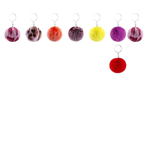 Bracelet en fausse fourrure de lapin avec cœur rond personnalisé Peluche pelucheuse en vrac Boule bouffante avec <span class=keywords><strong>pompon</strong></span> en métal à la mode <span class=keywords><strong>Porte</strong></span>-clés - Product Image 2