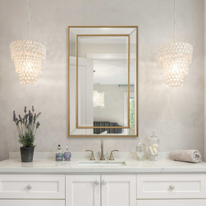 Specchio Moderno Decorativo da Parete per Soggiorno e Corridoio con Cornice in Legno Stile Veneziano - Product Image 4