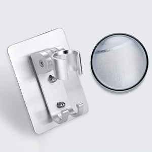 Support mural moderne en aluminium chromé à adhérence forte <span class=keywords><strong>pour</strong></span> pommeau <span class=keywords><strong>de</strong></span> <span class=keywords><strong>douche</strong></span>, support <span class=keywords><strong>de</strong></span> douchette réglable avec 2 crochets <span class=keywords><strong>pour</strong></span> douchette à main - Product Image 5