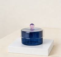 Pot à bonbons en verre soufflé à la main, transparent, personnalisé, avec couvercle globe 3D, en borosilicate, pour la conservation domestique