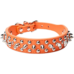 Nuevo Diseño Collar para Perro Estilo Punk Duradero con Remaches de Púas de Bronce, Material de Aleación de Cuero Anti-Mordida, Patrón Sólido, Correas y Collares para Mascotas - Product Image 5