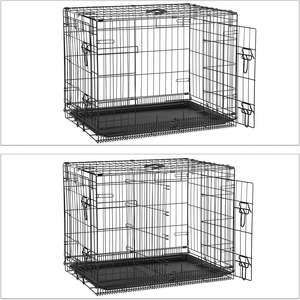 <span class=keywords><strong>Cage</strong></span> pour chien en fil métallique pliant à Double porte à revêtement électronique noir chenil pour animaux de compagnie pour l'entraînement des chiens avec diviseur - Product Image 5