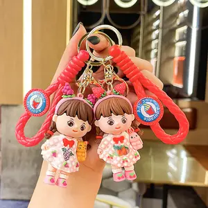 2023 Hersteller 3D PVC Kunststoff Kinder niedlichen Cartoon Designer Auto Schlüssel anhänger Ring Spielzeug Obst Mädchen Schlüssel ring Schlüssel bund