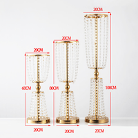 Centres de table minimalistes pour mariage, grands vases à fleurs en cristal, support de fleurs en métal doré argenté pour décorations de fête