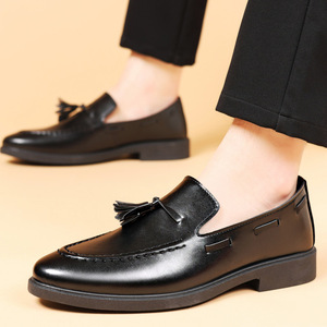 Plus Size British Style <b>Men's</b> Tassel Loafers, Slip-on Casual Leather <b>Shoes</b>, Fashion Fringe <b>Moccasins</b> for <b>Men</b> - Product Image 2