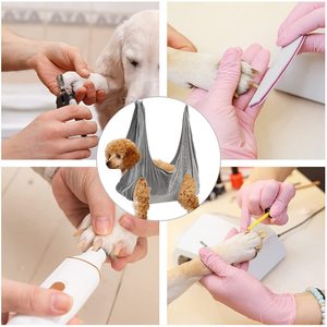 Dog Cat Hammock Gray Flannel Pet Nail Trimming Support For Small Medium Dogs Cats Grooming Care - Product Image 2
