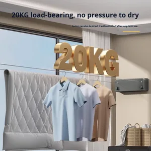 Corde <span class=keywords><strong>à</strong></span> <span class=keywords><strong>linge</strong></span> sans vue pour salle de bain, 5.1m, corde <span class=keywords><strong>à</strong></span> <span class=keywords><strong>linge</strong></span> rétractable <span class=keywords><strong>à</strong></span> double fil pour séchage de couette de vêtements de balcon - Product Image 3