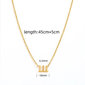 <span class=keywords><strong>Collana</strong></span> Delicata di Alta Qualità con Numero Angelico Gotico Lucido 111-999 in Acciaio Inossidabile Placcato Oro 18k PVD, Gioiello di Tendenza Antiannerimento - Product Image 5