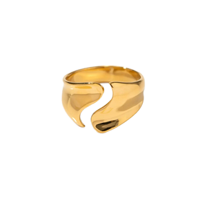 Stylish Stainless Steel 18k Gold Plated Jewelry <strong>Split</strong> Curved Accessory <strong>Ring</strong> - Product Image 1