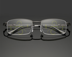 Gafas de Lectura Multifocales de Titanio, Anti-Luz Azul, Protección UV, Bifocales Progresivas, Media Montura para Hombres <span class=keywords><strong>y</strong></span> Mujeres con Presbicia - Product Image 3