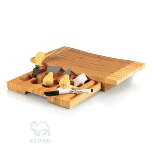 Tabla de quesos de bambú multifuncional con divisores para servir aperitivos de fiesta - Product Image 5