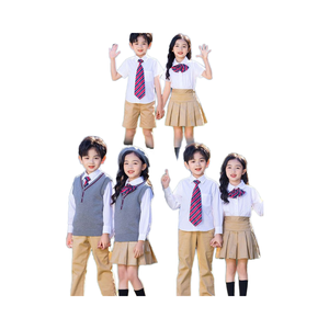 Uniforme de l'école primaire robe pour enfants pull tricoté gilet collège Style anglais chemise noeud papillon Costume hiver respirant - Product Image 3