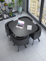 Ensemble de table et de chaises de salle à manger carrée en bambou simple 4 places Style nordique Meubles de salle à manger pour le bureau et les loisirs
