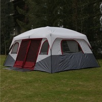 Tienda de Campaña Glamping Familiar Grande de Lujo, de Tela Oxford, con Dos Habitaciones, Doble Capa Impermeable, para 6 Personas, con Diseño de Apertura Rápida