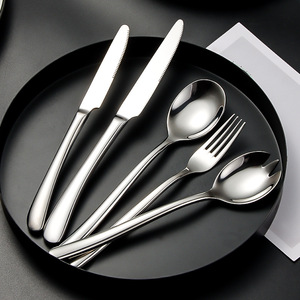 Juego de Cubiertos de <span class=keywords><strong>Acero</strong></span> Inoxidable 304 Moderno, Pulido Espejo, de Lujo, Color Plateado, con Utensilios de Servicio para Restaurante y Hotel, Venta al Por Mayor - Product Image 1