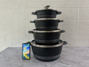 Juego de Utensilios de Cocina de 7 Piezas con Revestimiento Antiadherente de Granito 20 24 28 32 36 40 44CM, Ollas Grandes de Aluminio en Color Negro - Product Image 3