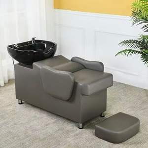 Unidad de Lavado para Salón de Belleza, Lavacabezas con Asiento Ajustable y Lavabo de Cerámica Inclinable - Product Image 4