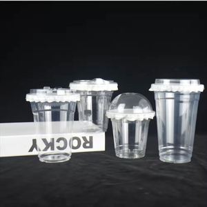 แก้วพลาสติก PET แบบใช้แล้วทิ้ง ขนาด 12oz 16oz 24oz  ผนังเดี่ยว  ใส  เป็นมิตรกับสิ่งแวดล้อม พร้อมฝาปิด สำหรับเครื่องดื่ม กาแฟเย็น สมูทตี้ น้ำผลไม้ ชา - Product Image 1