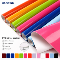 Tissu en cuir verni PVC brillant effet miroir, feuille de similicuir 0,4 mm avec support rigide TC, rouleau de vinyle imperméable pour chaussures, sacs, projets DIY, bottes de pluie