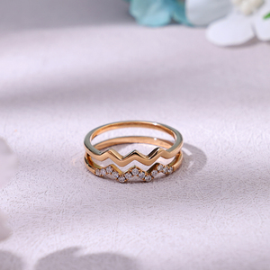 Bague de fiançailles demi-éternité en or massif 14 carats avec diamants naturels, bijoux de luxe de haute qualité pour femmes, à porter au quotidien - Product Image 1