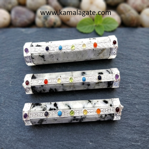 Handmade Seven Chakra Healing Stick <b>Natural</b> Agate Gemstone Inlay Pendulum Art Collectible Feng Shui Craft From Gujarat - Product Image 3